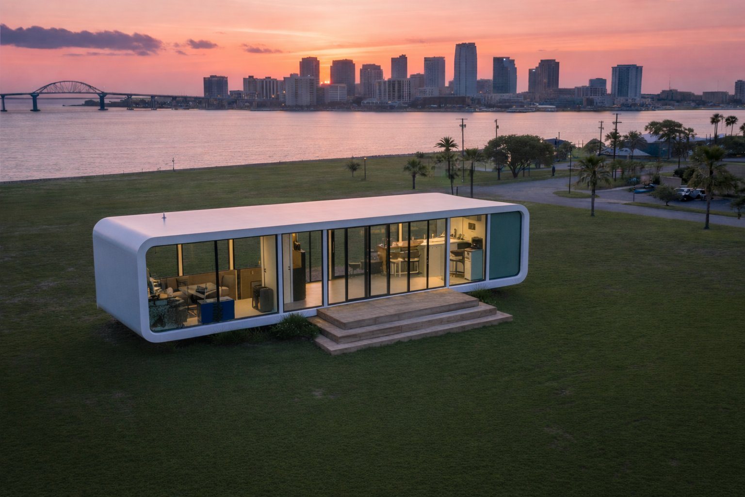 NanoNest modular unit placed in a city park setting