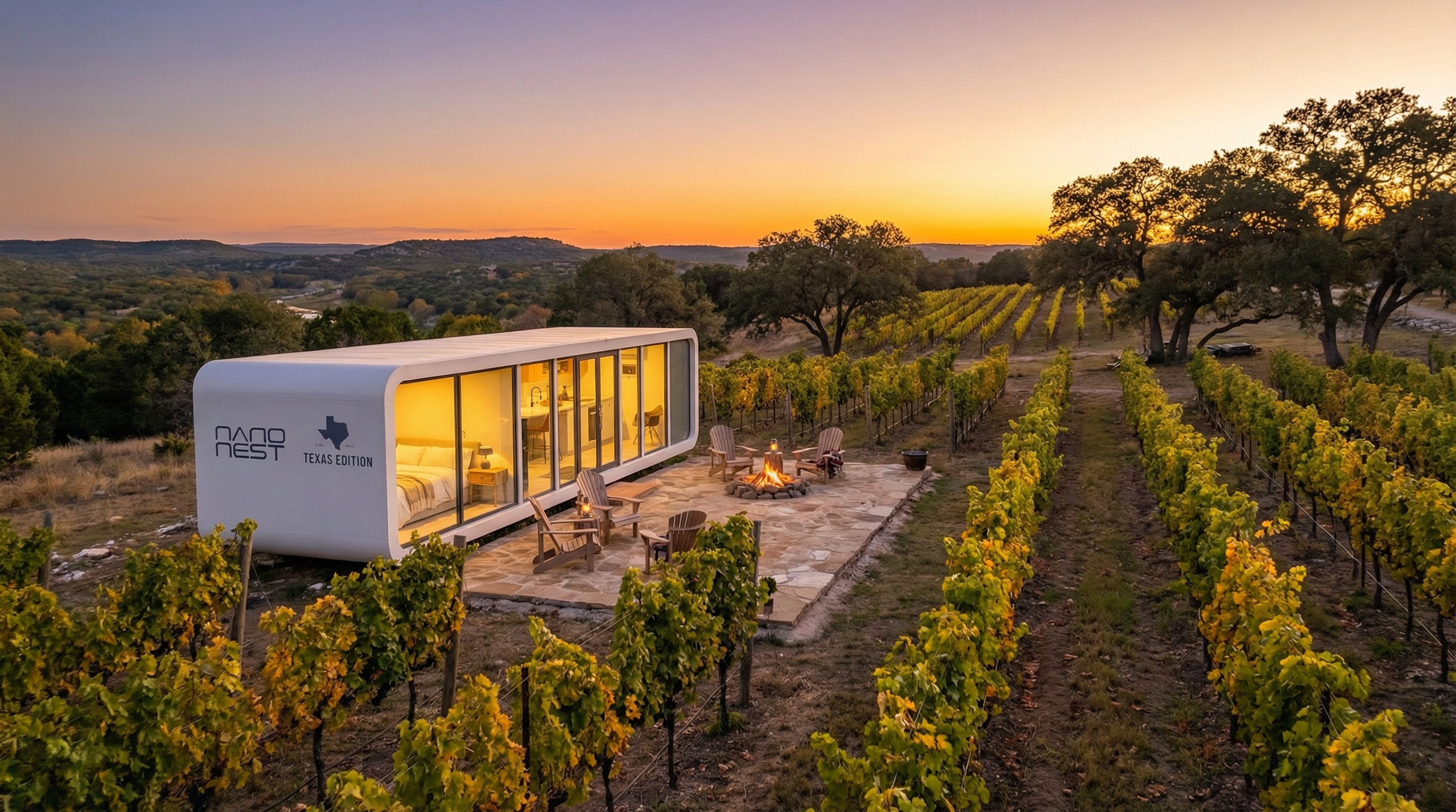 Nanonest prefab modular cabin in the Texas Hill Country — fully built, no assembly