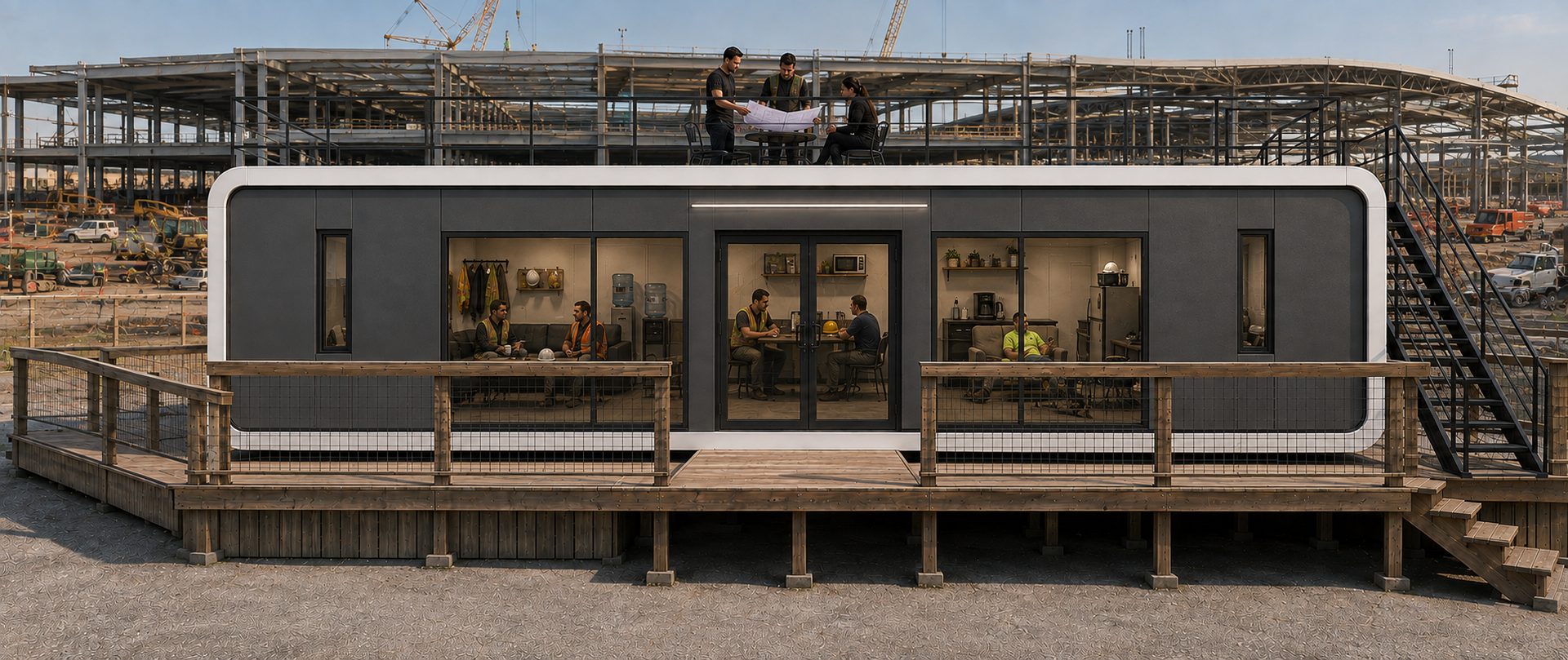 NanoNest modular site office at an industrial construction site
