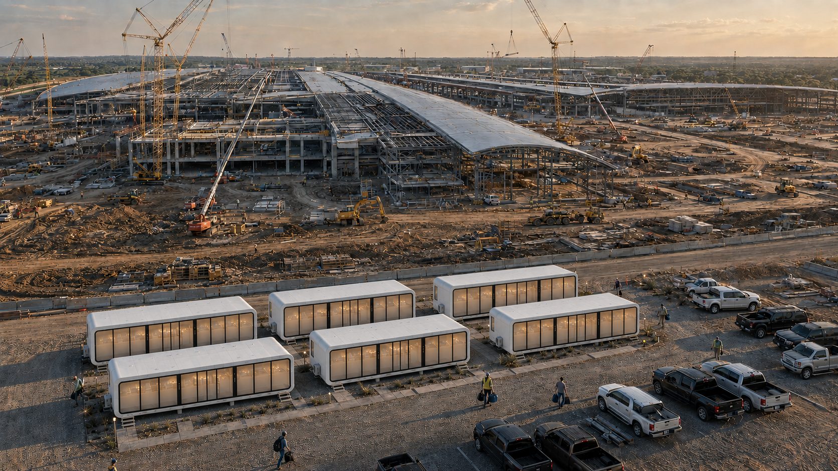 NanoNest modular field offices at a large industrial plant construction site